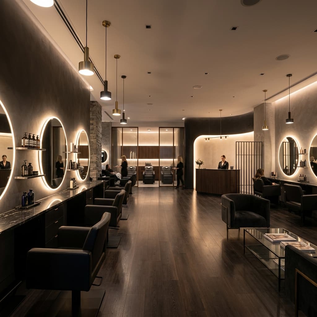 Salon Newa Website-Hero mit modernem Friseursalon